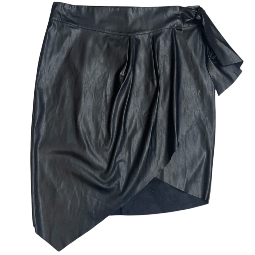 Gabrielle Union Asymmetrical Hemline Lightweight Faux Leather Wrap Skirt XXL